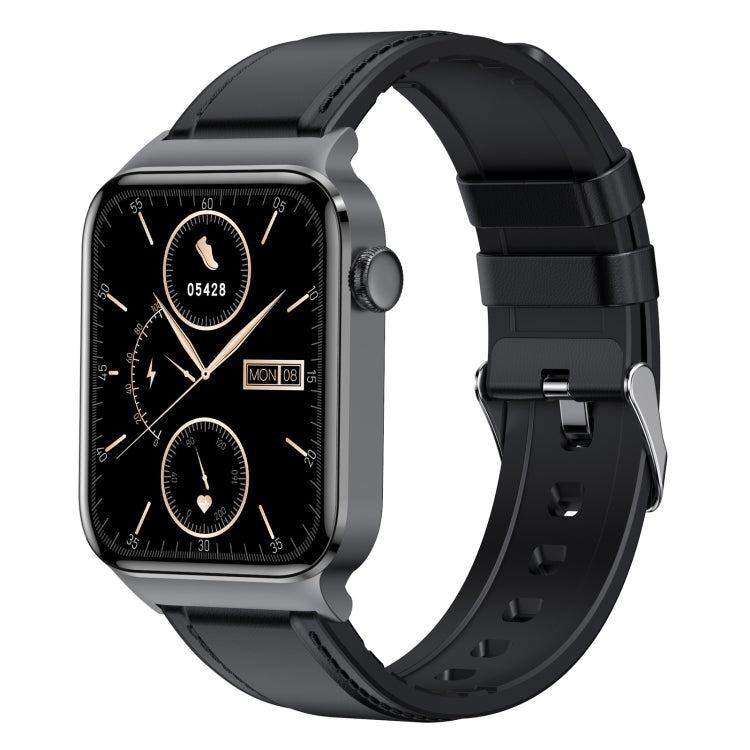 T50 1.85 inch Leather Band IP67 Waterproof Smart Watch Supports Voice Assistant / Health Monitoring(Black) - Smart Wear by buy2fix | Online Shopping UK | buy2fix