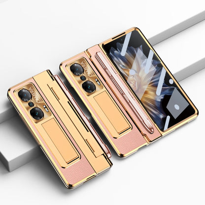 For Honor Magic Vs Integrated Full Coverage Hinge Phone Case with Stylus(Gold+Pink) - Honor Cases by buy2fix | Online Shopping UK | buy2fix