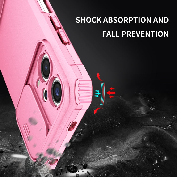 For Xiaomi Redmi Note 12 5G / Poco X5 Stereoscopic Holder Sliding Camshield Phone Case(Pink) - Note 12 Cases by buy2fix | Online Shopping UK | buy2fix