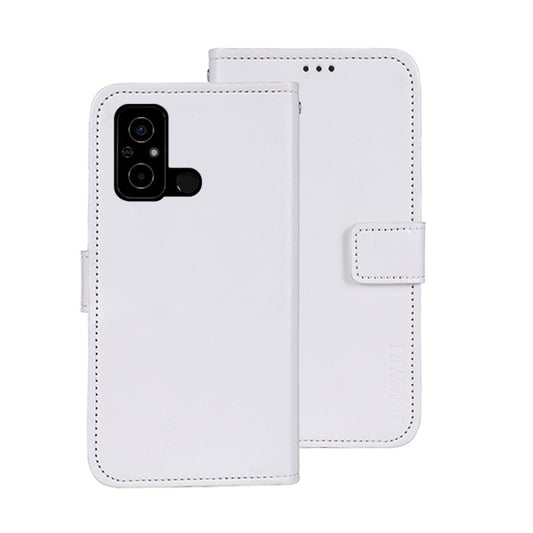 For Xiaomi Poco C55/Redmi 12C/Redmi 11A idewei Crazy Horse Texture Leather Phone Case with Holder(White) - Xiaomi Cases by idewei | Online Shopping UK | buy2fix