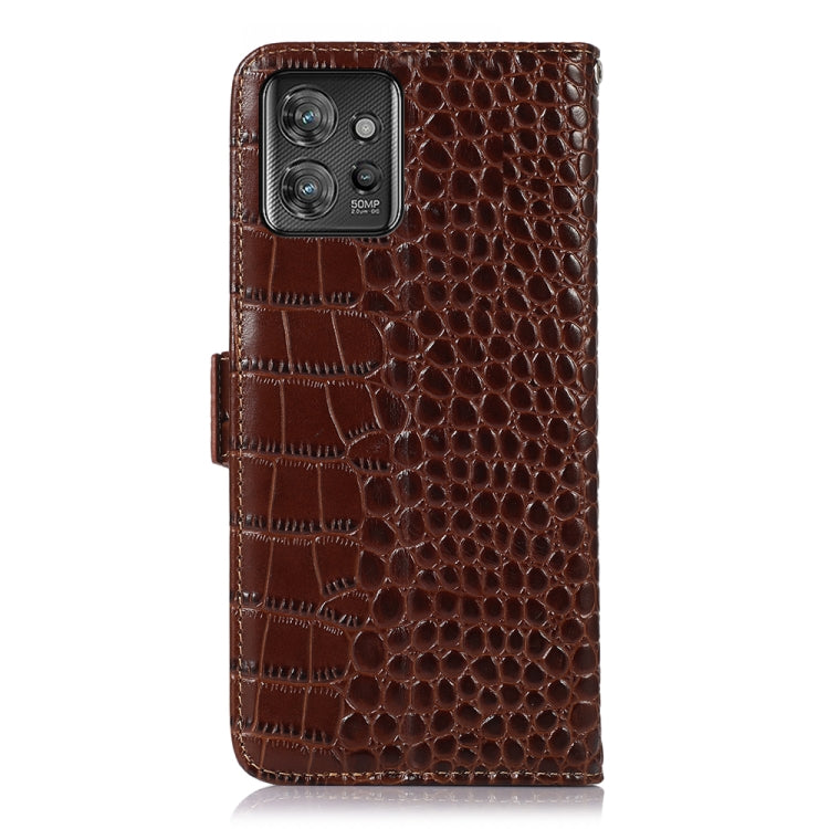For Motorola ThinkPhone 5G Crocodile Top Layer Cowhide Leather Phone Case(Brown) - Motorola Cases by buy2fix | Online Shopping UK | buy2fix