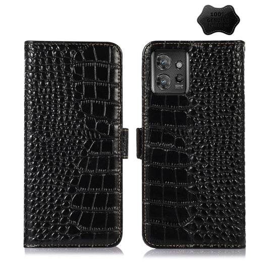 For Motorola ThinkPhone 5G Crocodile Top Layer Cowhide Leather Phone Case(Black) - Motorola Cases by buy2fix | Online Shopping UK | buy2fix