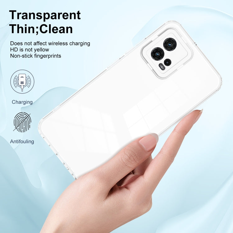 For Motorola Moto G72 5G 3 in 1 Clear TPU Color PC Frame Phone Case(White) - Motorola Cases by buy2fix | Online Shopping UK | buy2fix