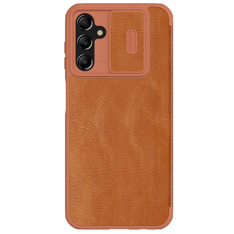 For Samsung Galaxy A14 4G NILLKIN QIN Series Pro Sliding Camera Cover Design Leather Phone Case(Brown) - Galaxy Phone Cases by NILLKIN | Online Shopping UK | buy2fix