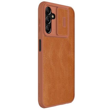 For Samsung Galaxy A14 4G NILLKIN QIN Series Pro Sliding Camera Cover Design Leather Phone Case(Brown) - Galaxy Phone Cases by NILLKIN | Online Shopping UK | buy2fix