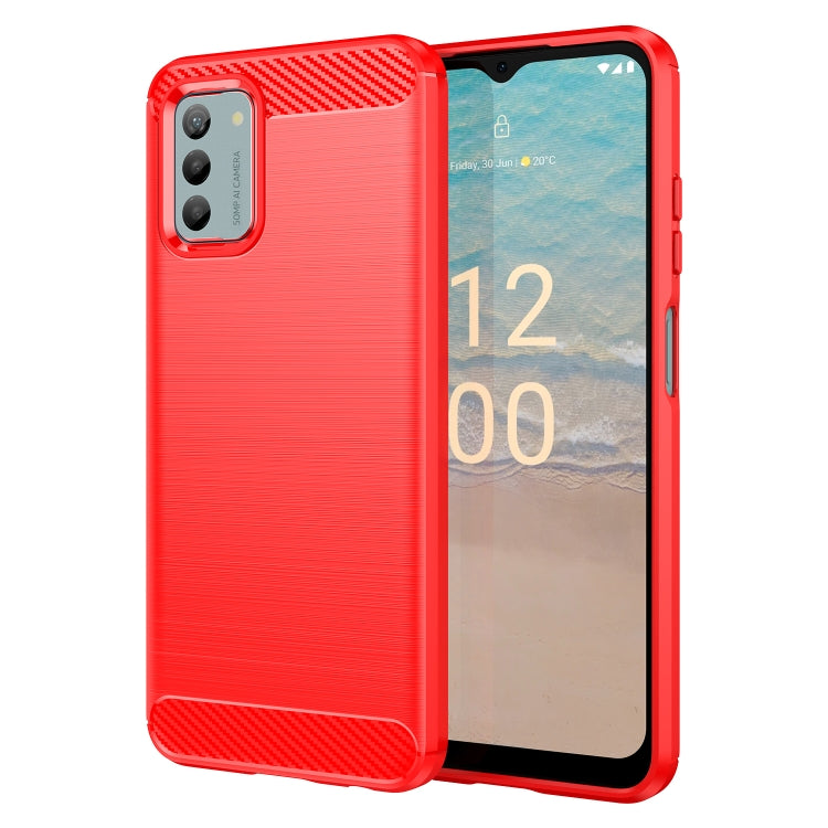 For Nokia G22 Brushed Texture Carbon Fiber TPU Phone Case(Red) - Nokia Cases by buy2fix | Online Shopping UK | buy2fix