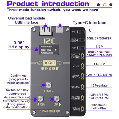 i2C KC01 Multi-function Comprehensive Battery Repair Instrument for iPhone 6-14 Pro Max, Version:Standard Version - Test Tools by i2C | Online Shopping UK | buy2fix