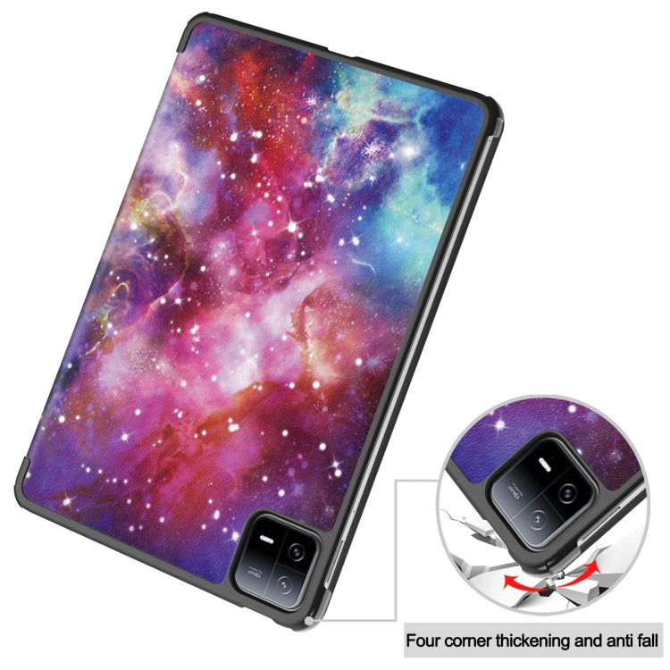 For Xiaomi Pad 6 / 6 Pro Custer Painted 3-Fold Stand Leather Smart Tablet Case(Milky Way) -  by buy2fix | Online Shopping UK | buy2fix