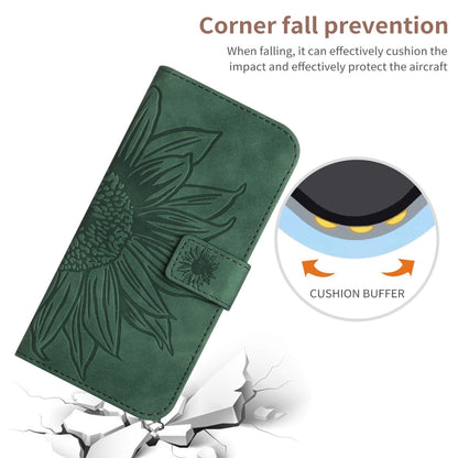 For Sony Xperia 1 V HT04 Skin Feel Sun Flower Embossed Flip Leather Phone Case with Lanyard(Green) - Sony Cases by buy2fix | Online Shopping UK | buy2fix