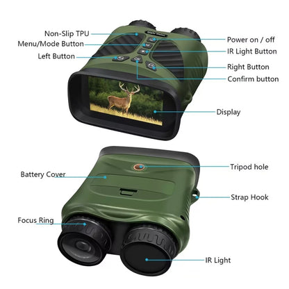 DT39 3 inch IPS Screen Binoculars Digital Binoculars Night Vision(Green) - Binoculars by buy2fix | Online Shopping UK | buy2fix