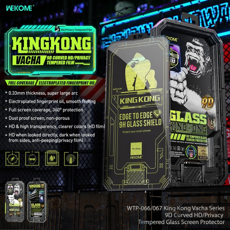 For iPhone 14 Pro Max WK WTP-066 King Kong Vacha 9D Curved HD Tempered Glass Film(Black) - iPhone 14 Pro Max Cases by WK | Online Shopping UK | buy2fix