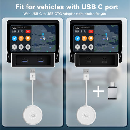 THT-020-6 USB + USB-C / Type-C Carplay Mirror Adapter for iPhone(White) - Bluetooth Adapters by buy2fix | Online Shopping UK | buy2fix