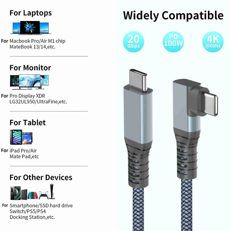 3m USB-C / Type-C to USB-C / Type-C Elbow 20Gpbs 4K 60Hz Video and Audio Data Cable -  by buy2fix | Online Shopping UK | buy2fix