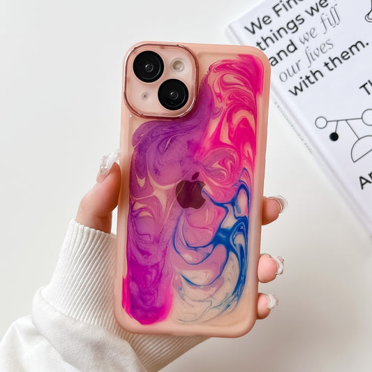 For iPhone 14 Oil Painting Electroplating TPU Phone Case(Pink) - iPhone 14 Cases by buy2fix | Online Shopping UK | buy2fix