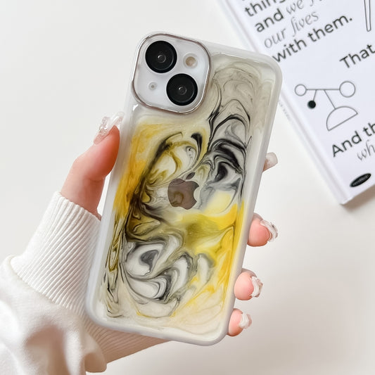 For iPhone 14 Oil Painting Electroplating TPU Phone Case(White) - iPhone 14 Cases by buy2fix | Online Shopping UK | buy2fix