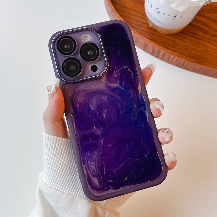 For iPhone 14 Pro Oil Painting Electroplating TPU Phone Case(Purple) - iPhone 14 Pro Cases by buy2fix | Online Shopping UK | buy2fix