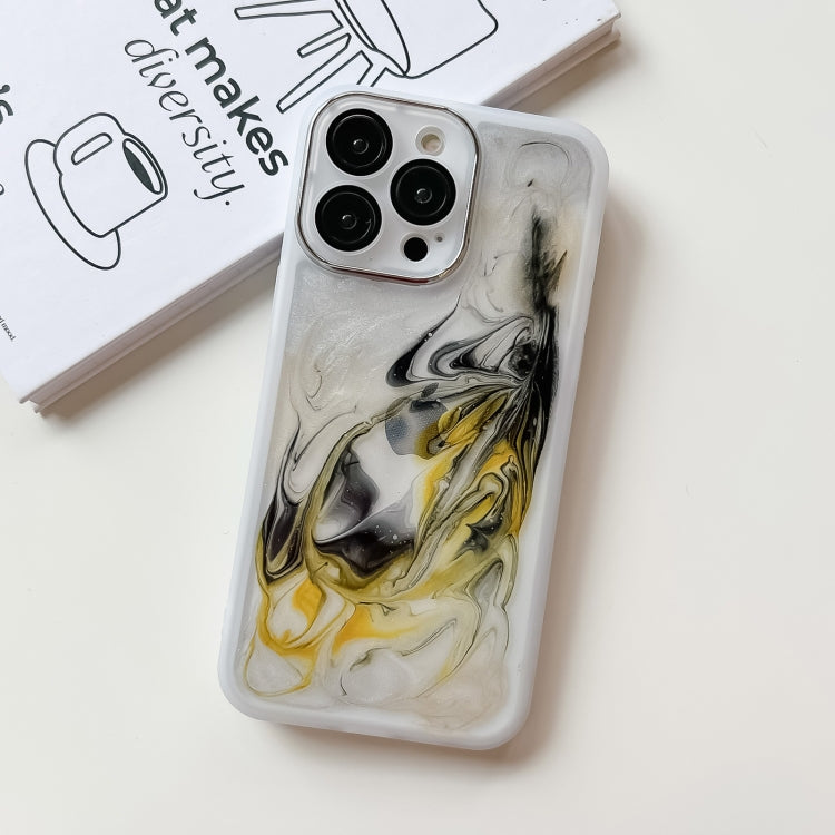 For iPhone 14 Pro Max Oil Painting Electroplating TPU Phone Case(White) - iPhone 14 Pro Max Cases by buy2fix | Online Shopping UK | buy2fix