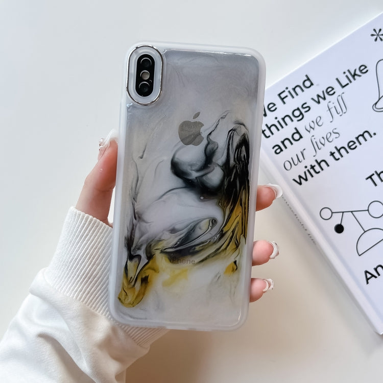 For iPhone XS Max Oil Painting Electroplating TPU Phone Case(White) - More iPhone Cases by buy2fix | Online Shopping UK | buy2fix