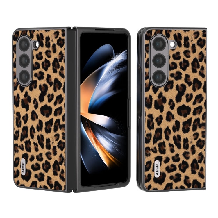 For Samsung Galaxy Z Fold5 ABEEL Black Edge Leopard Phone Case(Champagne Gold) - Galaxy Z Fold5 Cases by buy2fix | Online Shopping UK | buy2fix