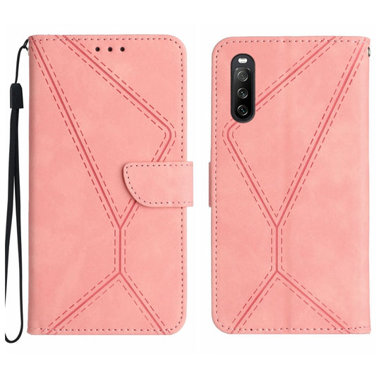 For Sony Xperia 10 III Stitching Embossed Leather Phone Case(Pink) - Sony Cases by buy2fix | Online Shopping UK | buy2fix