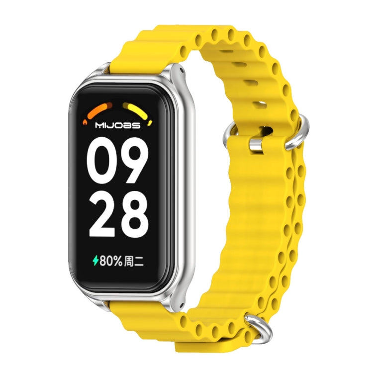 For Xiaomi Smart Band 8 Active / Redmi Band 2 Mijobs Metal Shell Ocean Silicone Watch Band(Yellow Silver) - Watch Bands by MIJOBS | Online Shopping UK | buy2fix