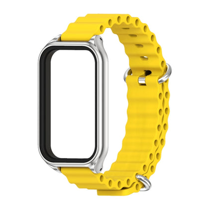 For Xiaomi Smart Band 8 Active / Redmi Band 2 Mijobs Metal Shell Ocean Silicone Watch Band(Yellow Silver) - Watch Bands by MIJOBS | Online Shopping UK | buy2fix