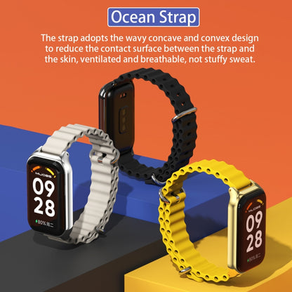 For Xiaomi Smart Band 8 Active / Redmi Band 2 Mijobs Metal Shell Ocean Silicone Watch Band(Yellow Silver) - Watch Bands by MIJOBS | Online Shopping UK | buy2fix