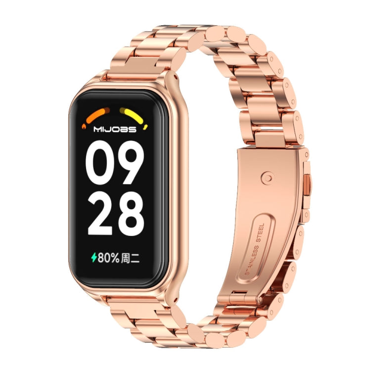 For Redmi Band 2 Mijobs Metal Shell + Three-Bead Stainless Steel Watch Band(Rose Gold) - Watch Bands by MIJOBS | Online Shopping UK | buy2fix