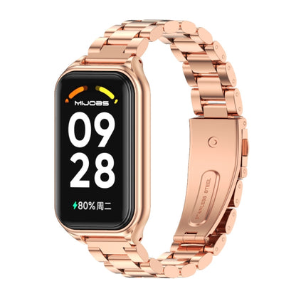 For Redmi Band 2 Mijobs Metal Shell + Three-Bead Stainless Steel Watch Band(Rose Gold) - Watch Bands by MIJOBS | Online Shopping UK | buy2fix