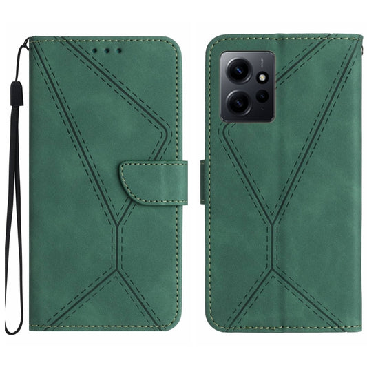 For Xiaomi Redmi Note 12 4G Stitching Embossed Leather Phone Case(Green) - Note 12 Cases by buy2fix | Online Shopping UK | buy2fix