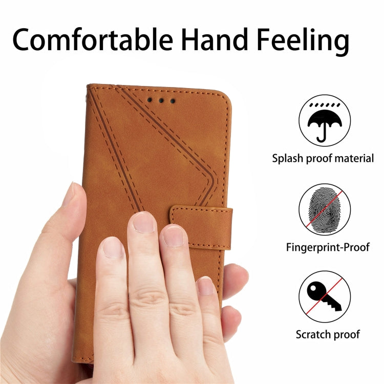 For Redmi Note 12 Pro 4G/5G Stitching Embossed Leather Phone Case(Brown) - Note 12 Pro Cases by buy2fix | Online Shopping UK | buy2fix