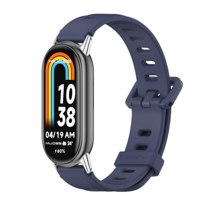 For Xiaomi Mi Band 8 / 9 / 9 NFC Mijobs Flat Hole Breathable Silicone Watch Band(Midnight Blue+Silver) - Watch Bands by MIJOBS | Online Shopping UK | buy2fix