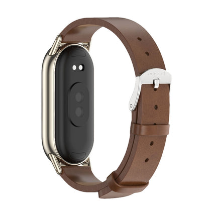 For Xiaomi Mi Band 8 / 9 / 9 NFC Mijobs Microfiber PU Leather Watch Band(Brown Light Gold) - Watch Bands by MIJOBS | Online Shopping UK | buy2fix