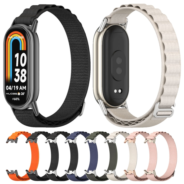 For Xiaomi Mi Band 8 / 9 / 9 NFC Mijobs Nylon Breathable Watch Band(Green Silver) - Watch Bands by MIJOBS | Online Shopping UK | buy2fix