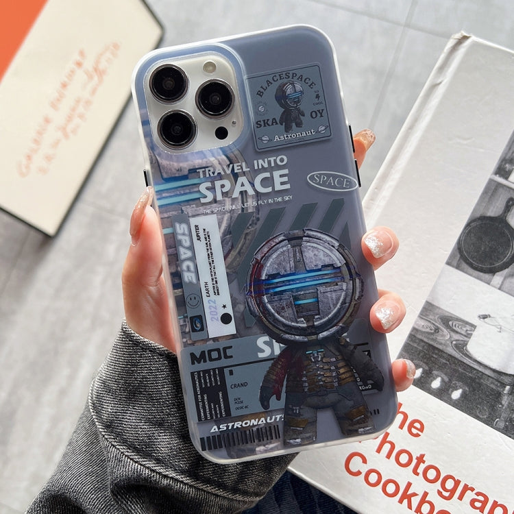 For iPhone 14 Dual-side IMD Astronaut Frosted Phone Case(Blue Grey) - iPhone 14 Cases by buy2fix | Online Shopping UK | buy2fix