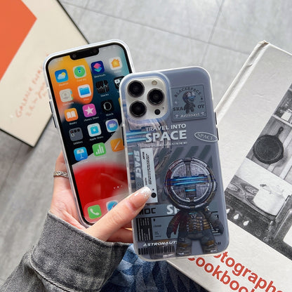 For iPhone 14 Dual-side IMD Astronaut Frosted Phone Case(Blue Grey) - iPhone 14 Cases by buy2fix | Online Shopping UK | buy2fix