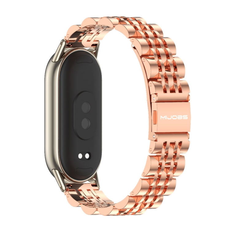 For Xiaomi Mi Band 8 / 9 / 9 NFC Mijobs Seven Bead Stainless Steel Watch Band(Rose Gold+Light Gold) - Watch Bands by MIJOBS | Online Shopping UK | buy2fix