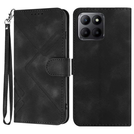 For Honor 70 Lite Line Pattern Skin Feel Leather Phone Case(Black) - Honor Cases by buy2fix | Online Shopping UK | buy2fix