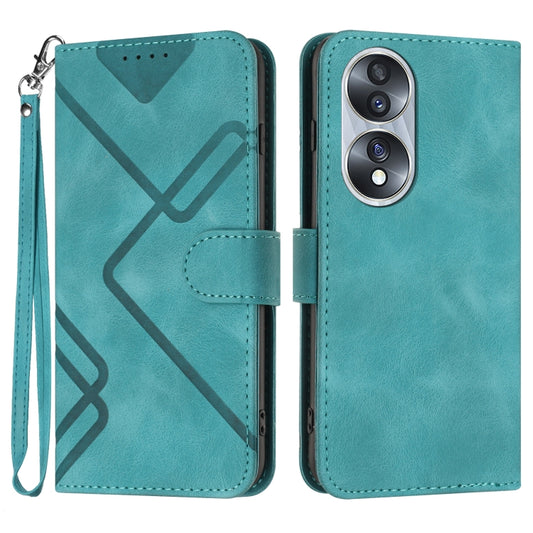 For Honor 70 Line Pattern Skin Feel Leather Phone Case(Light Blue) - Honor Cases by buy2fix | Online Shopping UK | buy2fix