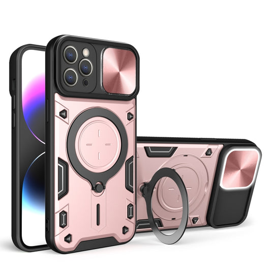 For iPhone 12 Pro Max CD Texture Sliding Camshield Magnetic Holder Phone Case(Pink) - iPhone 12 Pro Max Cases by buy2fix | Online Shopping UK | buy2fix