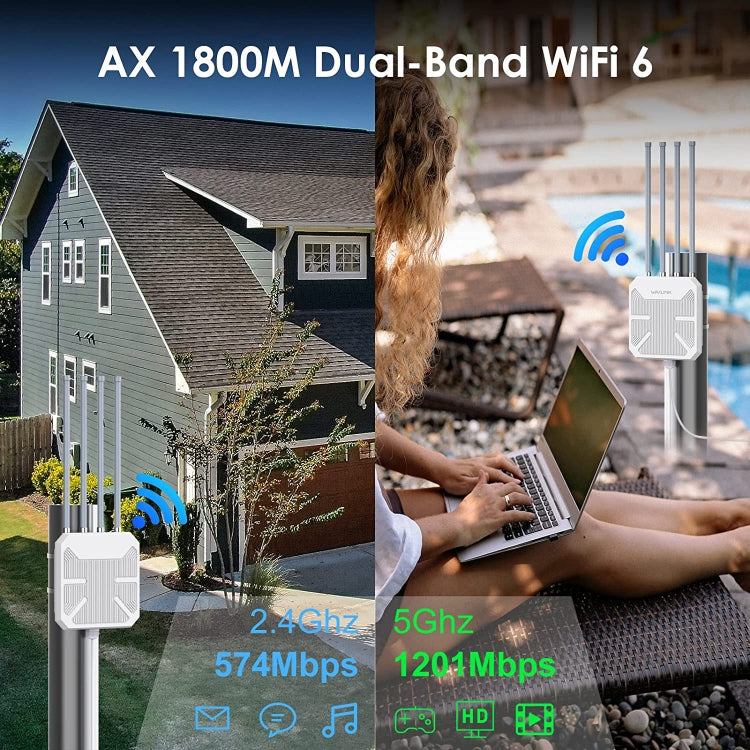 Wavlink WN573HX1 WiFi 6 AX1800 Dual Band Long Range Outdoor WiFi Extender(EU Plug) - Broadband Amplifiers by buy2fix | Online Shopping UK | buy2fix