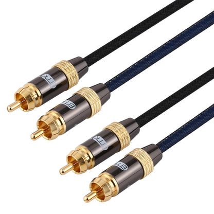 EMK 2 x RCA Male to 2 x RCA Male Gold Plated Connector Nylon Braid Coaxial Audio Cable for TV / Amplifier / Home Theater / DVD, Cable Length:3m(Black) - Audio Optical Cables by EMK | Online Shopping UK | buy2fix