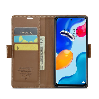 For Xiaomi Redmi Note 11 4G Global/Note 11S Global CaseMe 023 Butterfly Buckle Litchi Texture RFID Anti-theft Leather Phone Case(Brown) - Xiaomi Cases by CaseMe | Online Shopping UK | buy2fix