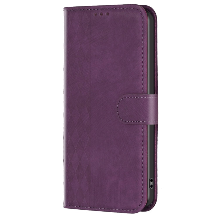 For Xiaomi 13 Pro Plaid Embossed Leather Phone Case(Purple) - 13 Pro Cases by buy2fix | Online Shopping UK | buy2fix