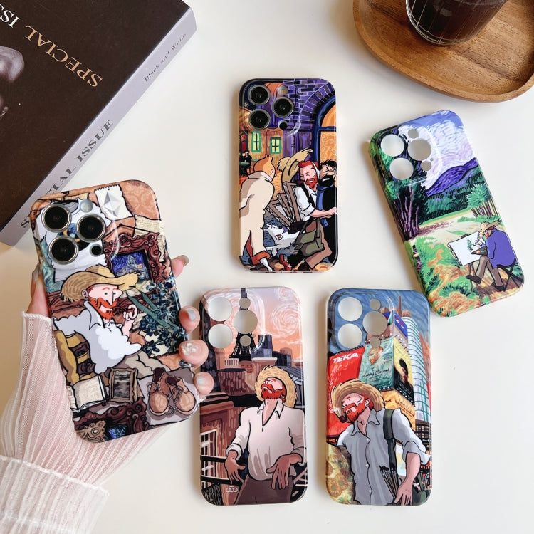 For iPhone 12 Precise Hole Oil Painting Pattern PC Phone Case(Tower) - iPhone 12 / 12 Pro Cases by buy2fix | Online Shopping UK | buy2fix