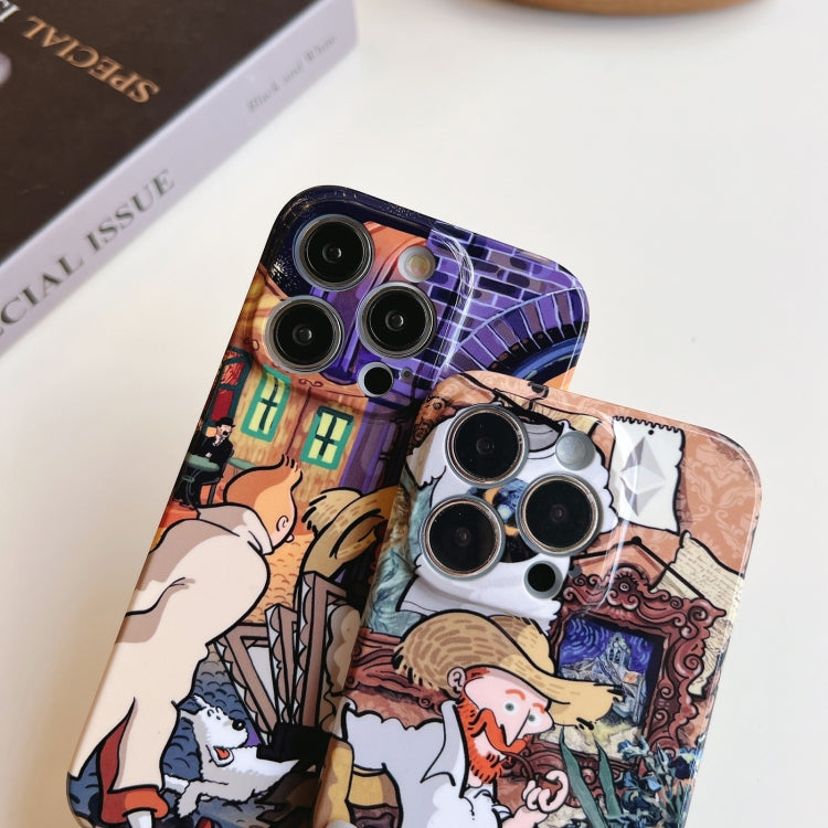 For iPhone 12 Pro Precise Hole Oil Painting Pattern PC Phone Case(Puppy) - iPhone 12 / 12 Pro Cases by buy2fix | Online Shopping UK | buy2fix