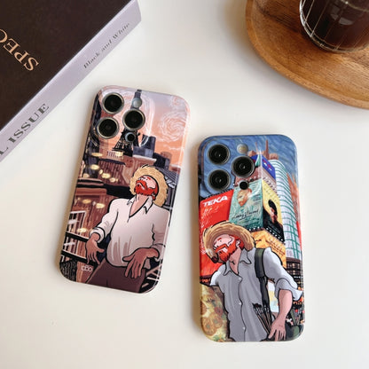 For iPhone 12 Precise Hole Oil Painting Pattern PC Phone Case(Tower) - iPhone 12 / 12 Pro Cases by buy2fix | Online Shopping UK | buy2fix