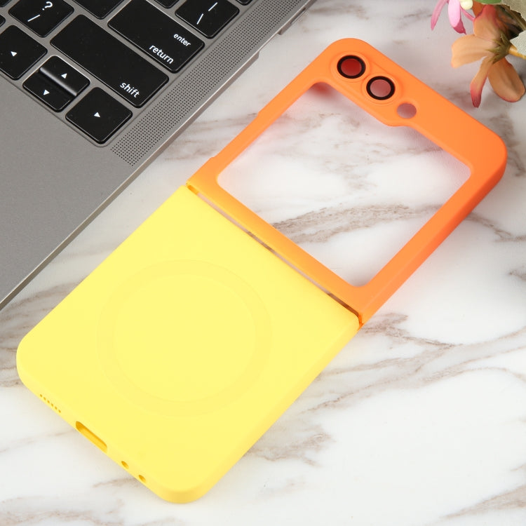 For Samsung Galaxy Z Flip5 Liquid TPU Silicone Gradient MagSafe Phone Case(Orange Yellow) - Galaxy Z Flip5 Cases by buy2fix | Online Shopping UK | buy2fix