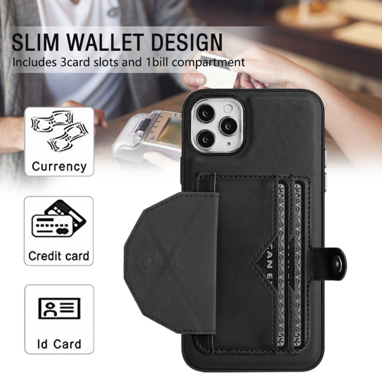 For iPhone 11 Pro Max Shockproof Leather Phone Case with Card Holder(Black) - iPhone 11 Pro Max Cases by buy2fix | Online Shopping UK | buy2fix