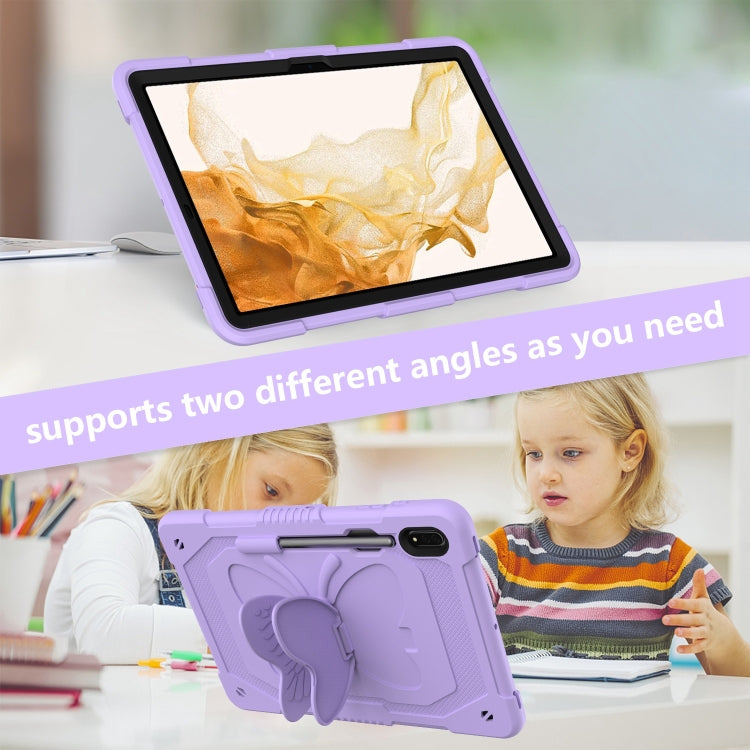 For Samsung Galaxy Tab S8+ / S7+ Butterfly Kickstand Heavy Duty Hard Rugged Tablet Case(Raro Purple) - Galaxy Tab S8+ Cases by buy2fix | Online Shopping UK | buy2fix